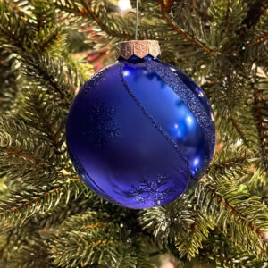 Snow Flake Glitter Glass Baubles 80mm (6 pack) - Blue